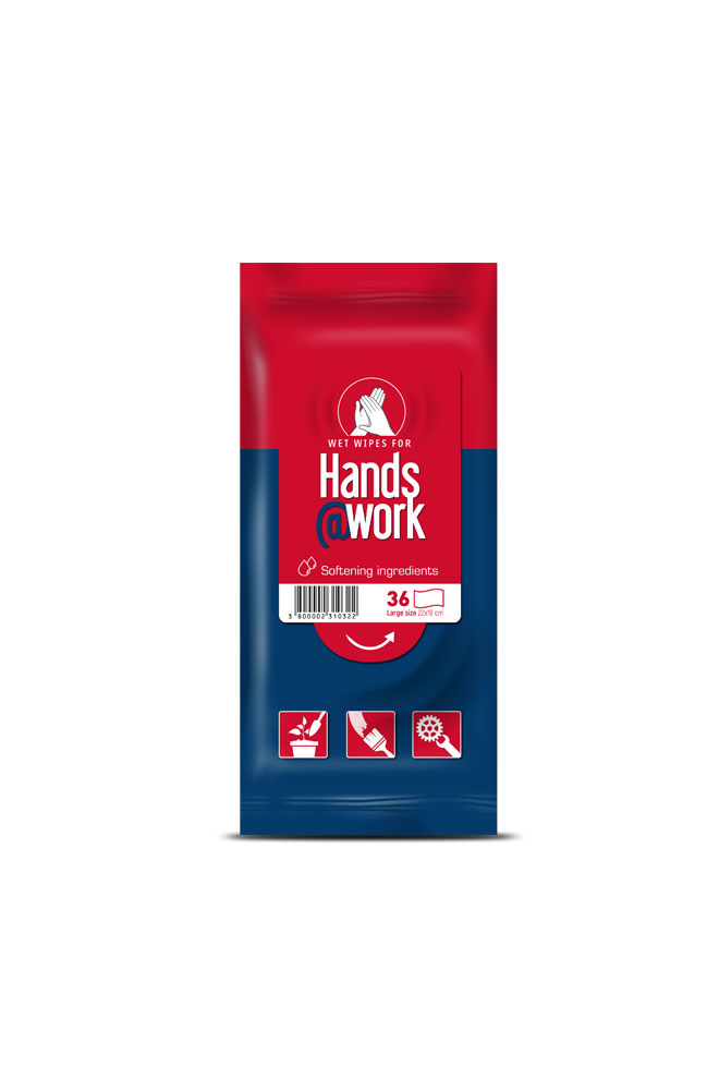 Hands@Work Wet Wipes for Hands Large | Softening Ingredients | 36